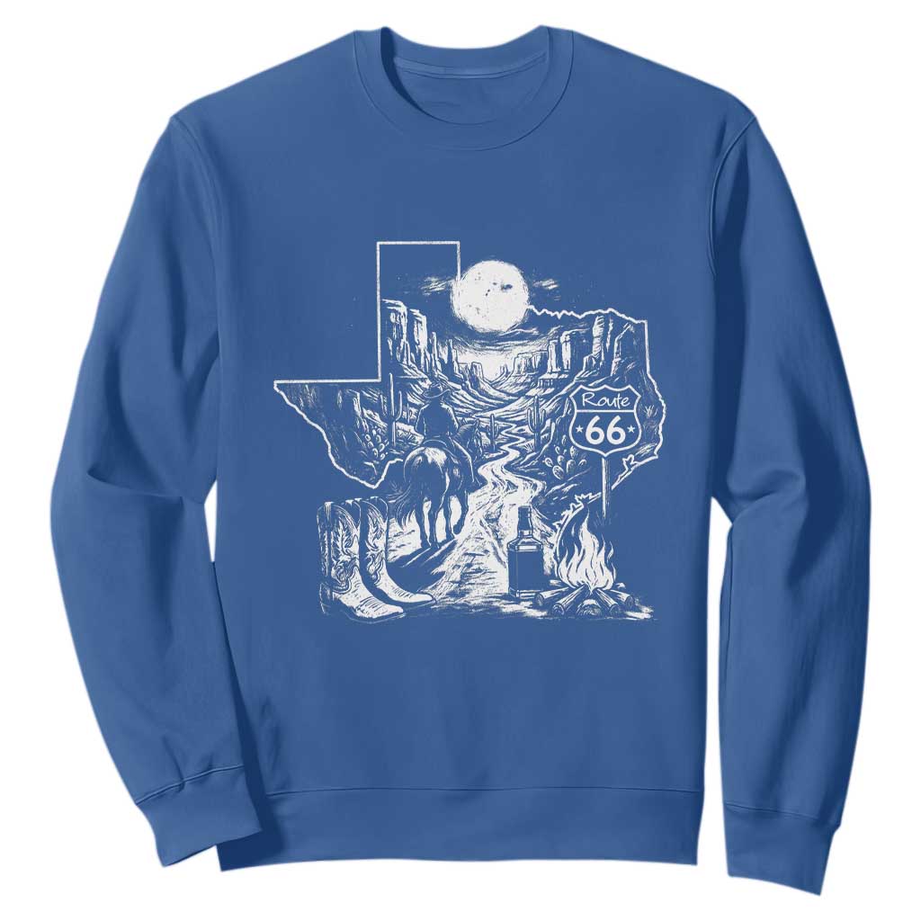 The Mother Road Texas Panhandle Sweatshirt Vintage Desert Road Trip TS12 Royal Blue Print Your Wear