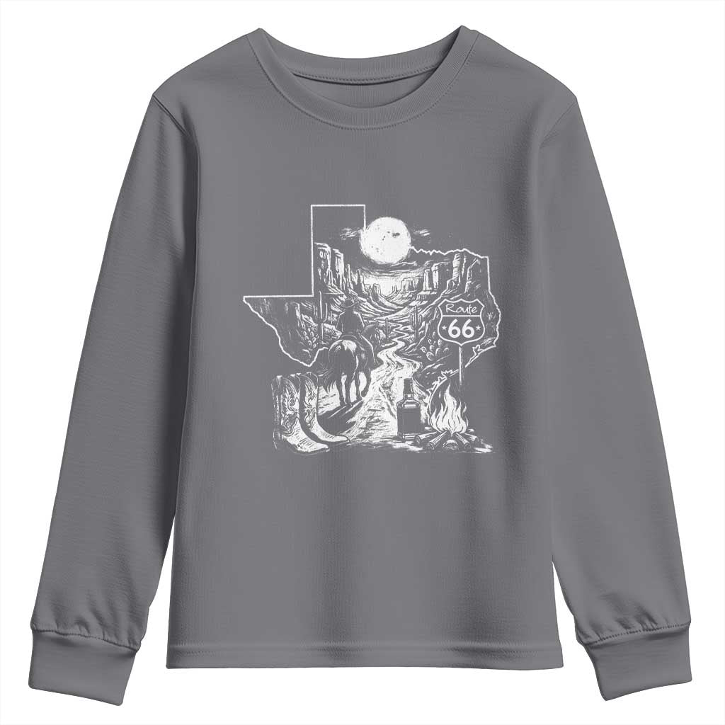 The Mother Road Texas Panhandle Youth Sweatshirt Vintage Desert Road Trip TS12 Charcoal Print Your Wear