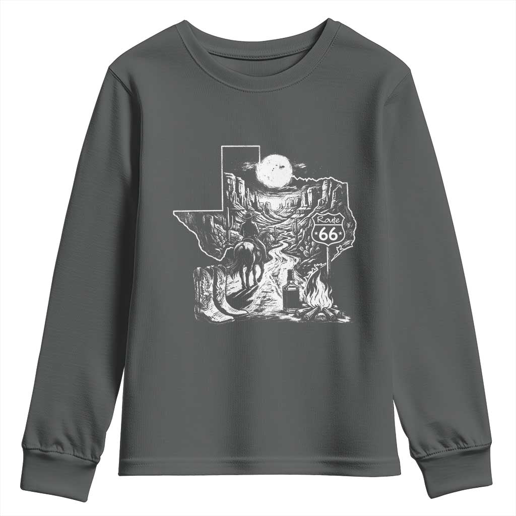 The Mother Road Texas Panhandle Youth Sweatshirt Vintage Desert Road Trip TS12 Dark Heather Print Your Wear