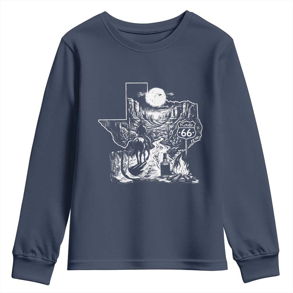The Mother Road Texas Panhandle Youth Sweatshirt Vintage Desert Road Trip TS12 Navy Print Your Wear