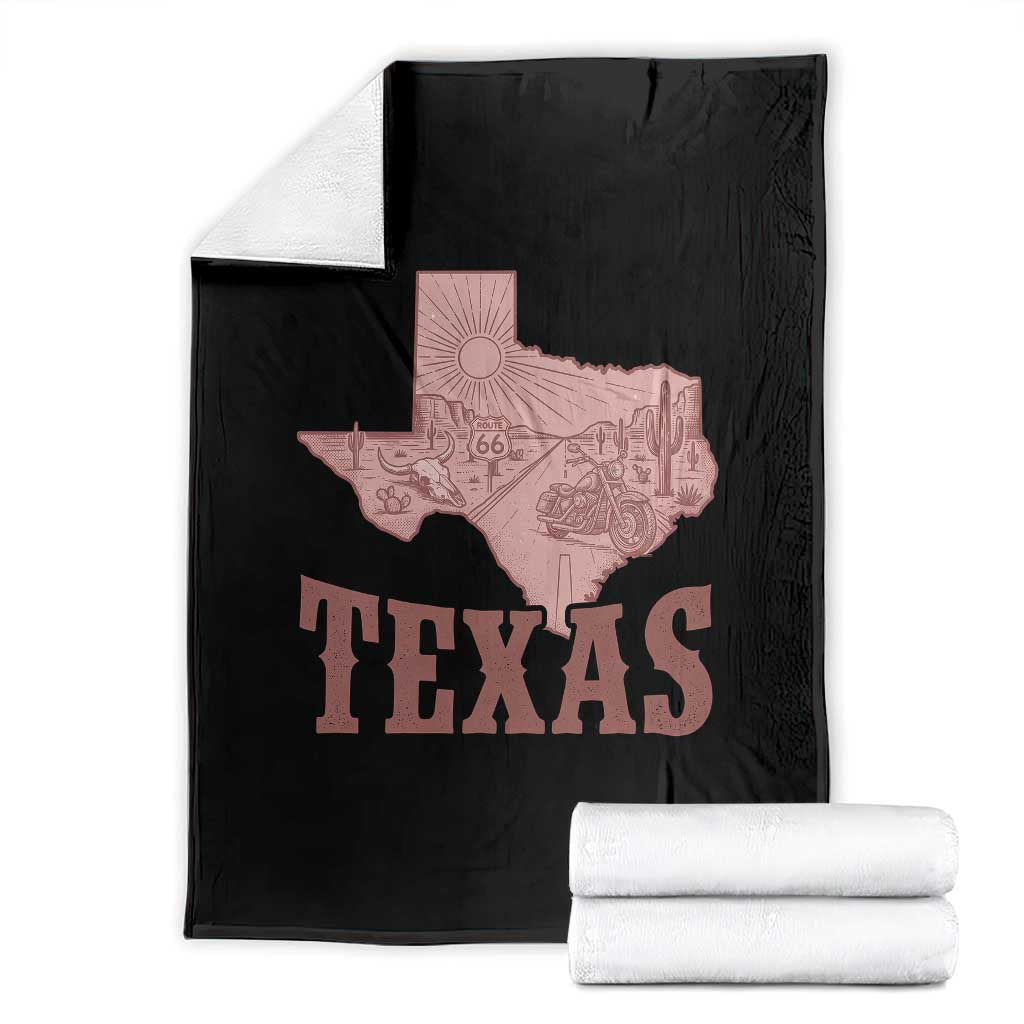 Texas Route Highway 66 Biker Throw Blanket Vintage Biker Road Trip TS12 Black Print Your Wear