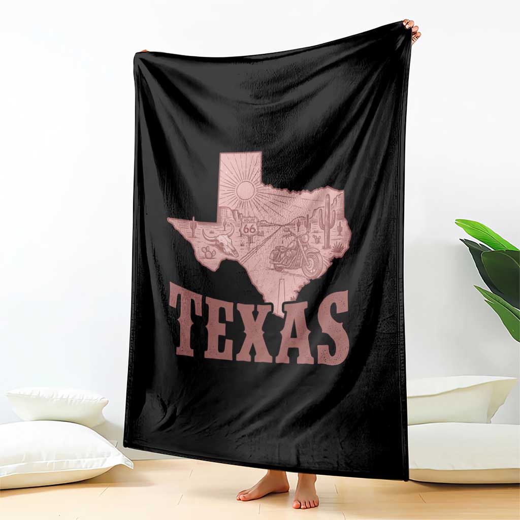 Texas Route Highway 66 Biker Throw Blanket Vintage Biker Road Trip TS12 Print Your Wear