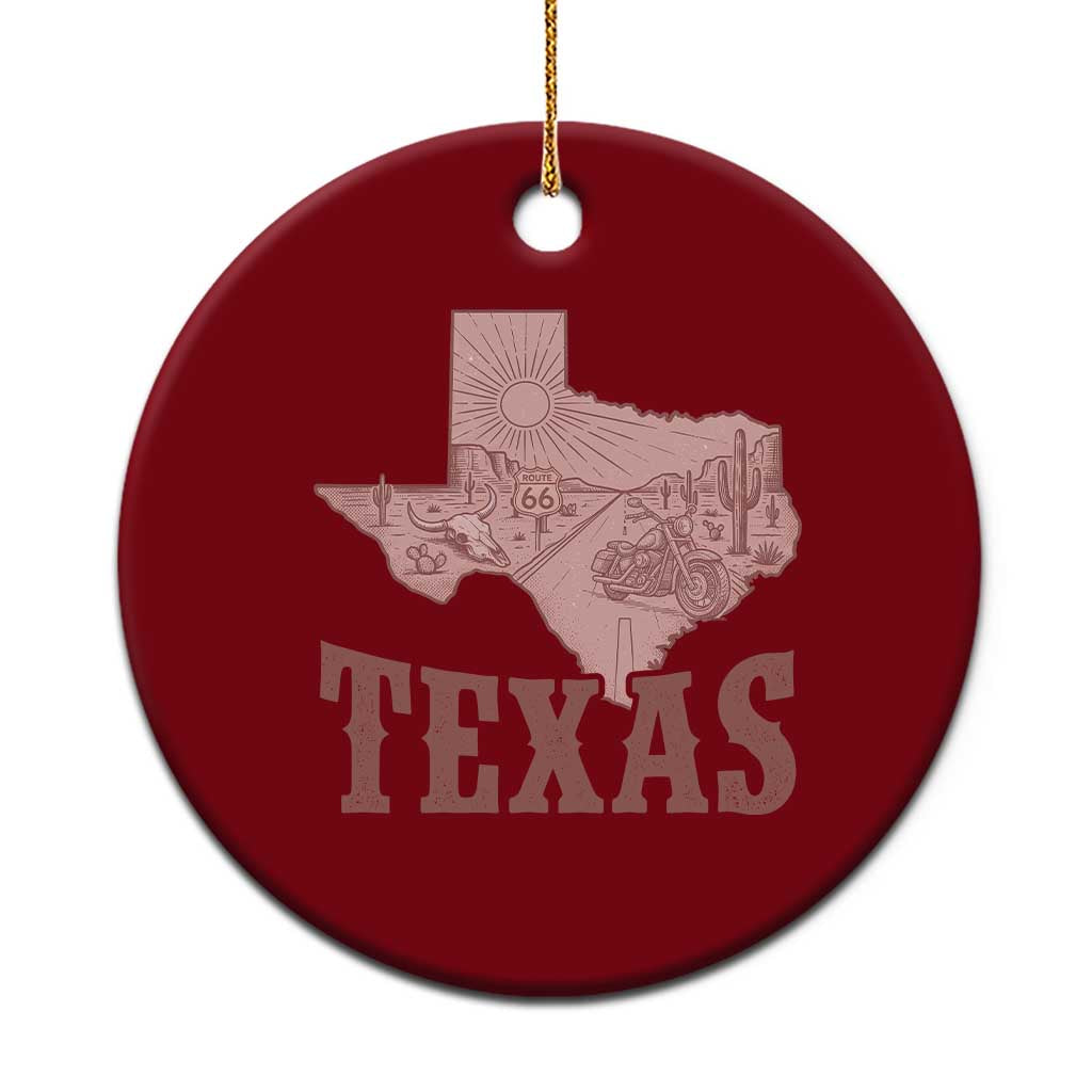 Texas Route Highway 66 Biker Ceramic Ornament Vintage Biker Road Trip TS12 1pc Red Print Your Wear