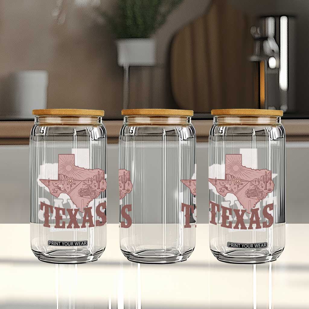 Texas Route Highway 66 Biker Glass Can Vintage Biker Road Trip TS12 Print Your Wear