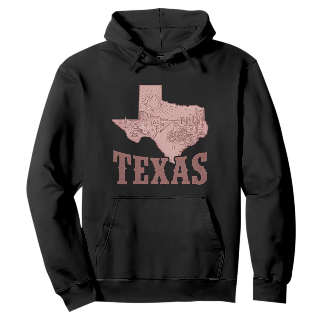 Texas Route Highway 66 Biker Hoodie Vintage Biker Road Trip TS12 Black Print Your Wear