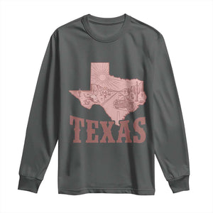 Texas Route Highway 66 Biker Long Sleeve Shirt Vintage Biker Road Trip TS12 Dark Heather Print Your Wear