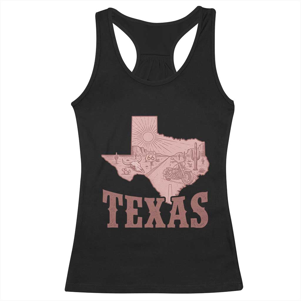 Texas Route Highway 66 Biker Racerback Tank Top Vintage Biker Road Trip TS12 Black Print Your Wear