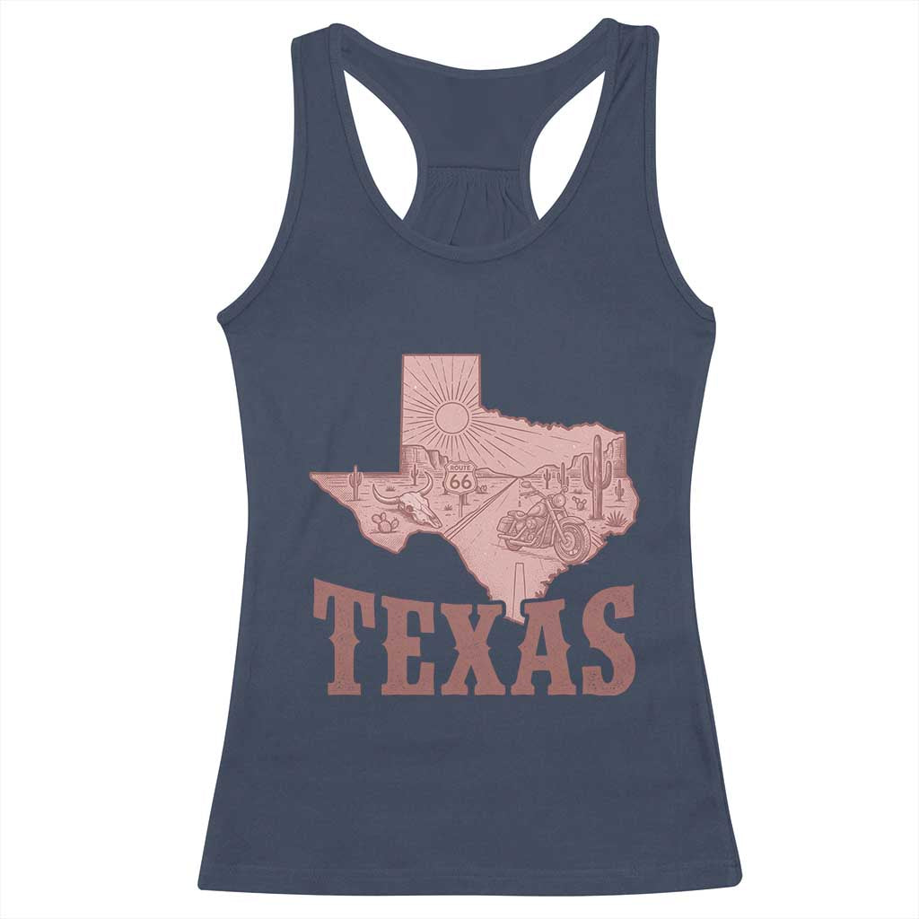 Texas Route Highway 66 Biker Racerback Tank Top Vintage Biker Road Trip TS12 Navy Print Your Wear