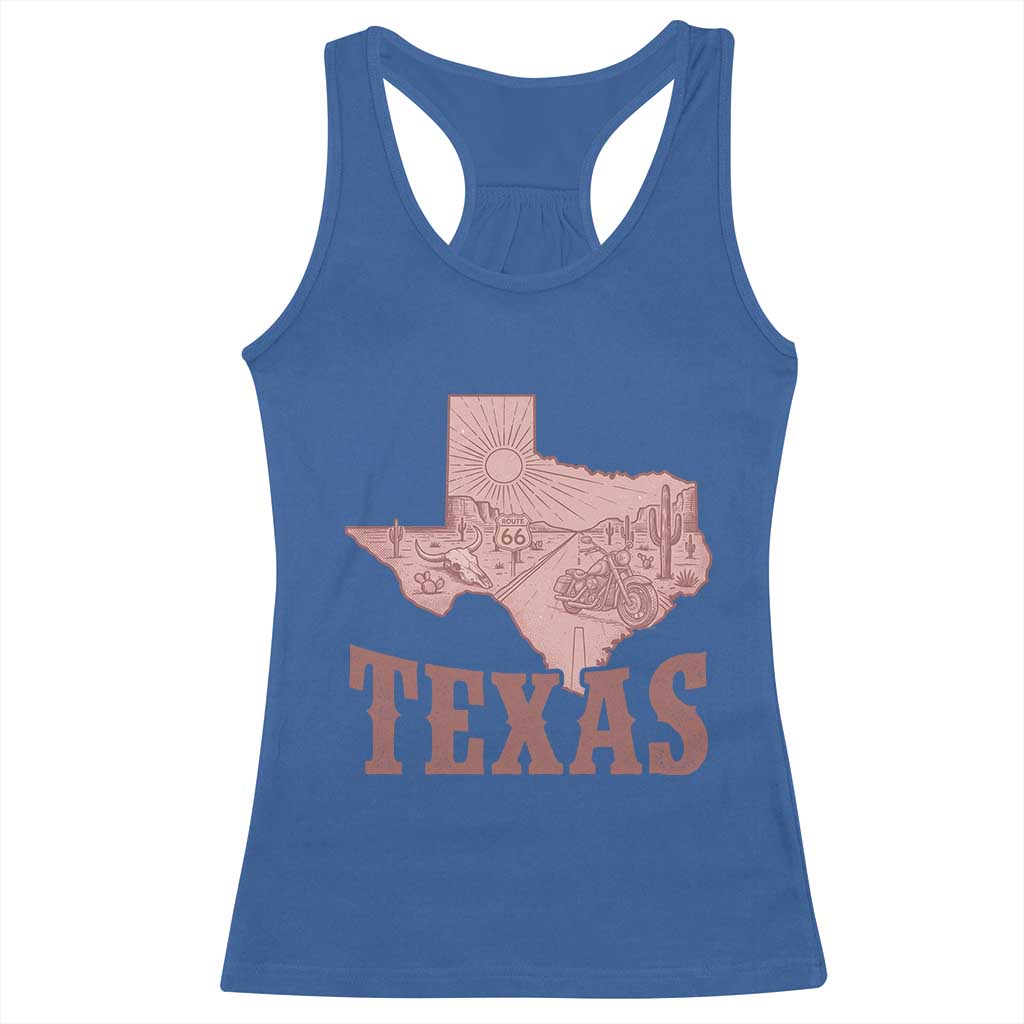 Texas Route Highway 66 Biker Racerback Tank Top Vintage Biker Road Trip TS12 Royal Blue Print Your Wear