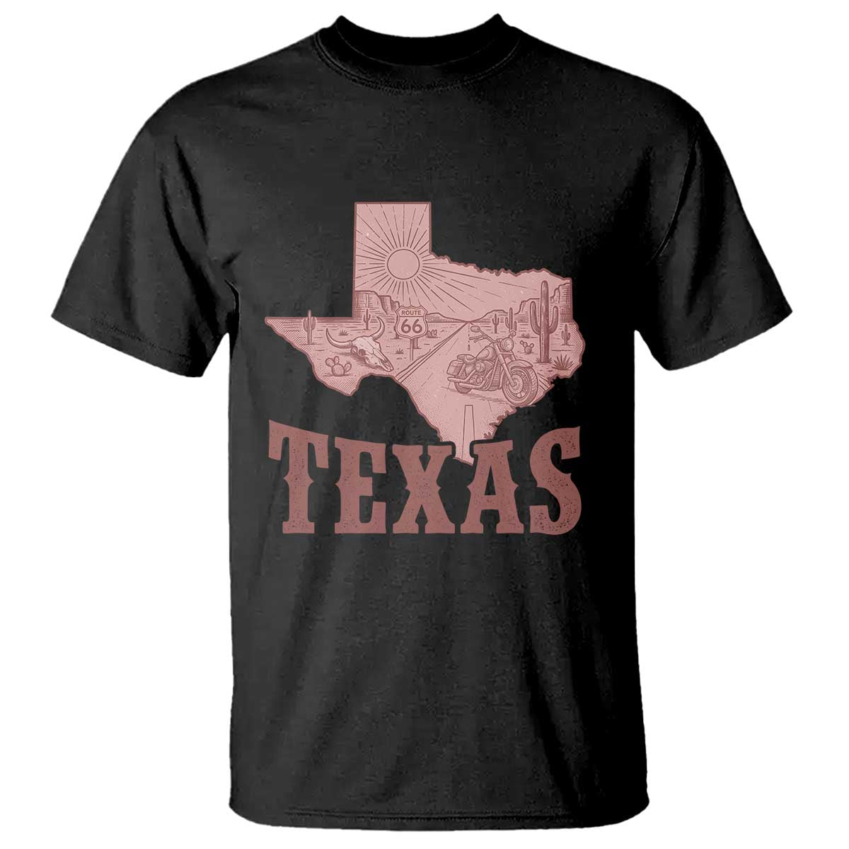Texas Route Highway 66 Biker T Shirt Vintage Biker Road Trip TS12 Black Print Your Wear