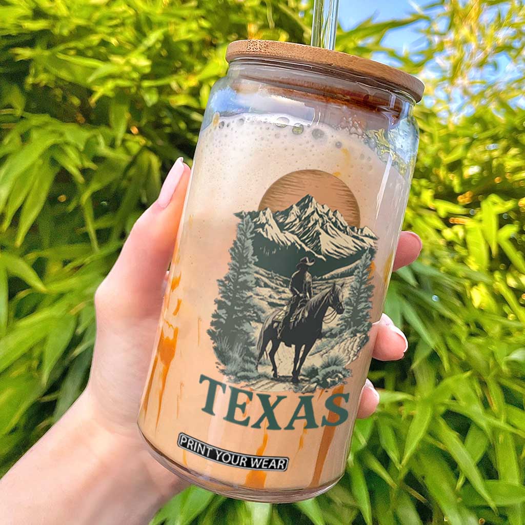 Texas Western Cowboy Life Glass Can Vintage Horse Riding Graphic TS12 White Print Your Wear