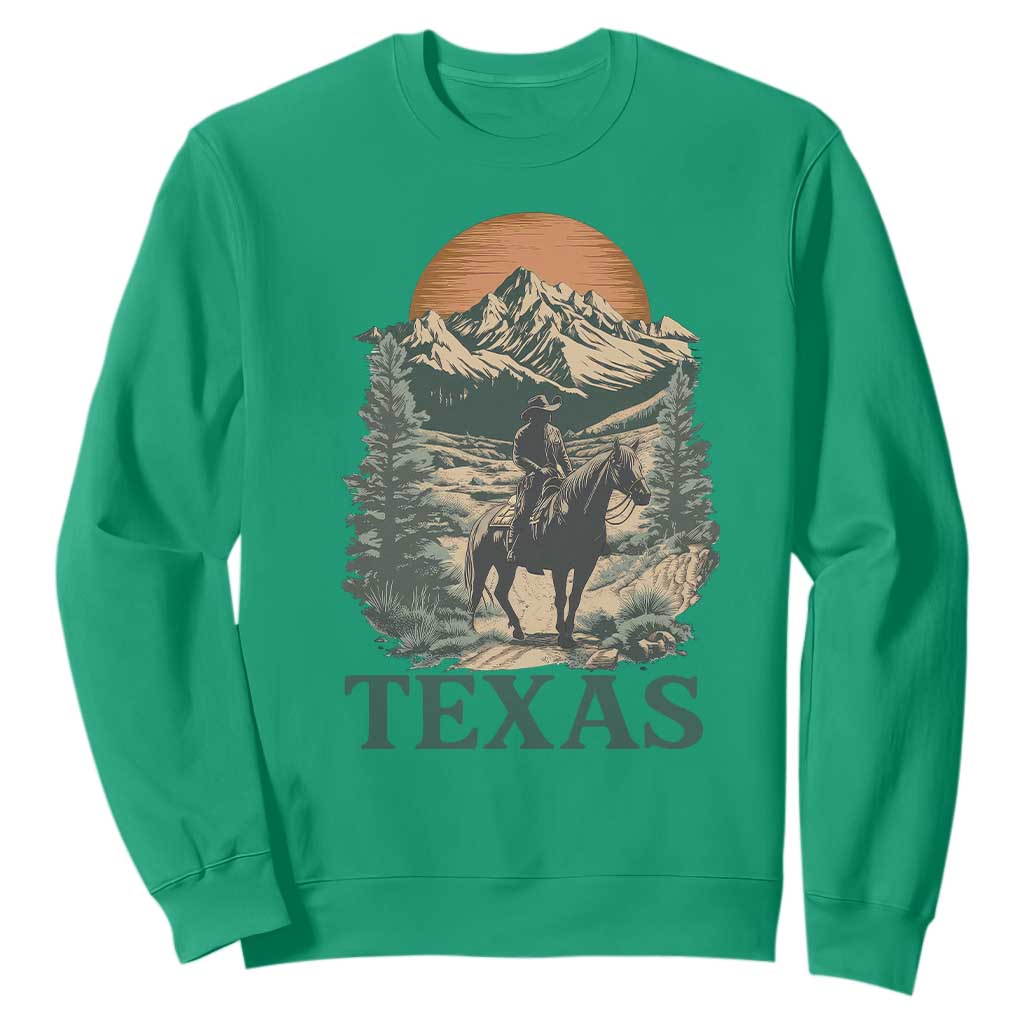 Texas Western Cowboy Life Sweatshirt Vintage Horse Riding Graphic TS12 Irish Green Print Your Wear