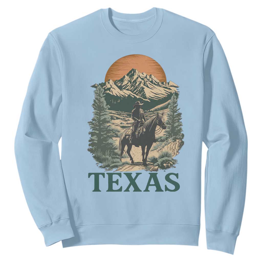 Texas Western Cowboy Life Sweatshirt Vintage Horse Riding Graphic TS12 Light Blue Print Your Wear