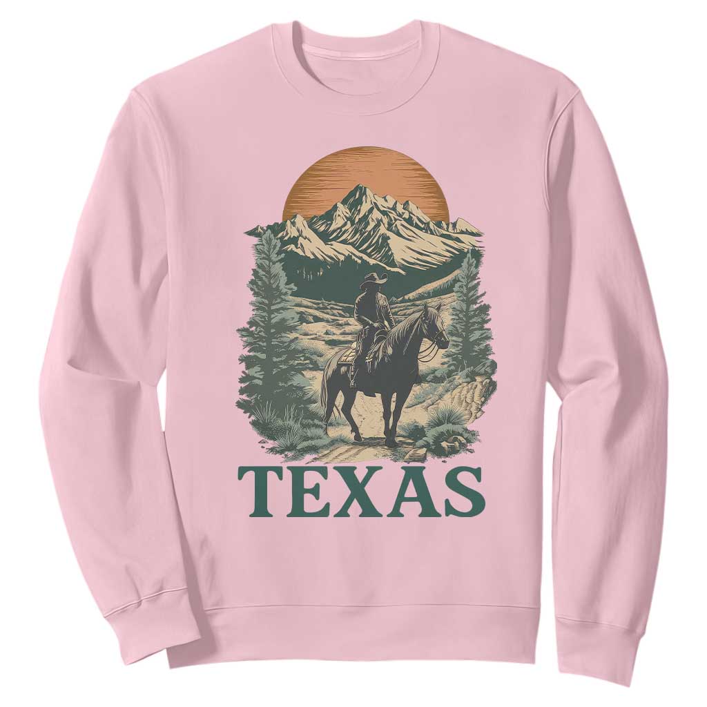 Texas Western Cowboy Life Sweatshirt Vintage Horse Riding Graphic TS12 Light Pink Print Your Wear