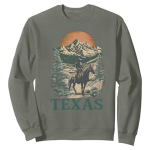 Texas Western Cowboy Life Sweatshirt Vintage Horse Riding Graphic TS12 Military Green Print Your Wear