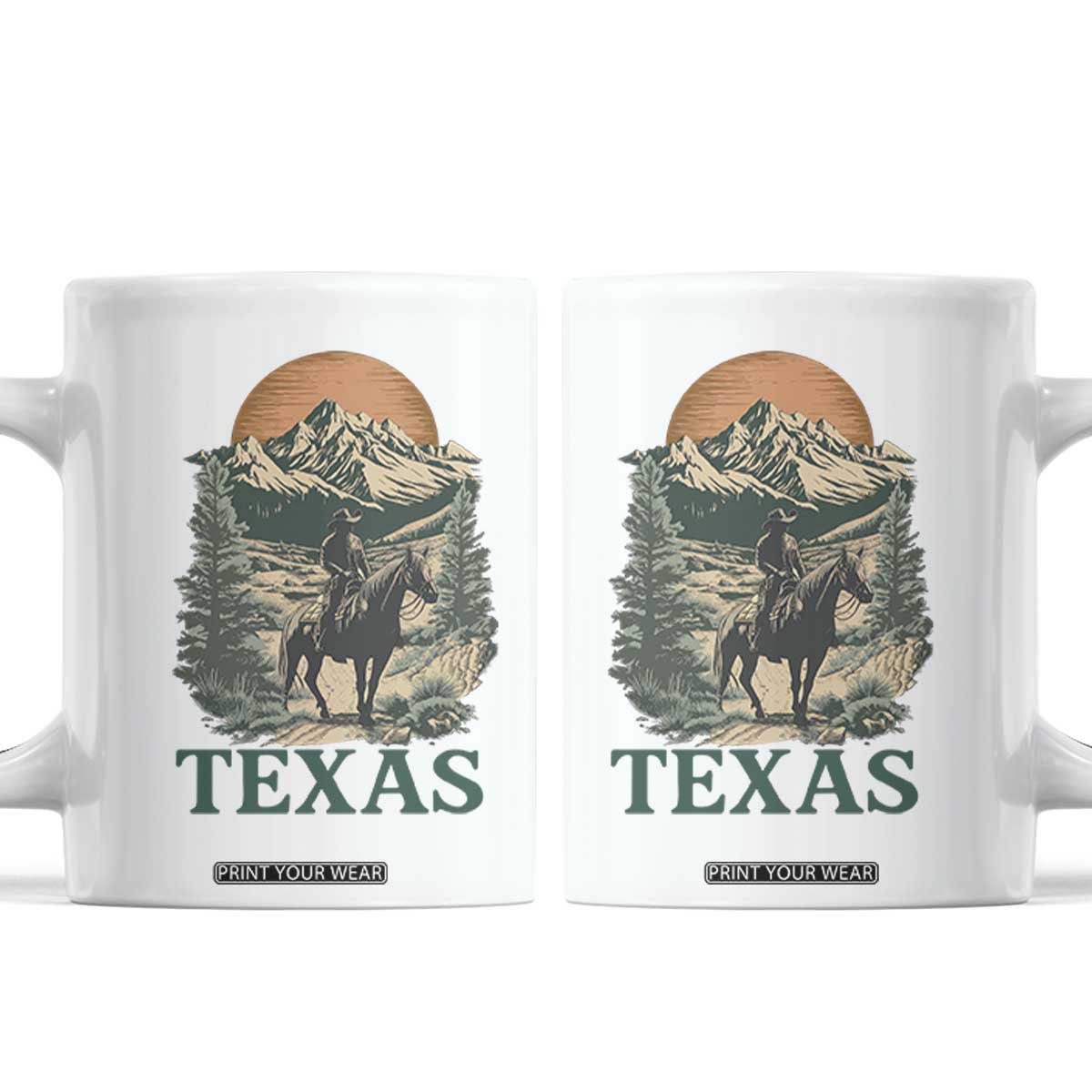 Texas Western Cowboy Life Coffee Mug Vintage Horse Riding Graphic TS12 White Print Your Wear