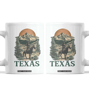 Texas Western Cowboy Life Coffee Mug Vintage Horse Riding Graphic TS12 White Print Your Wear