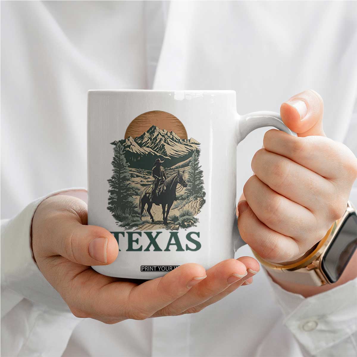 Texas Western Cowboy Life Coffee Mug Vintage Horse Riding Graphic TS12 Print Your Wear