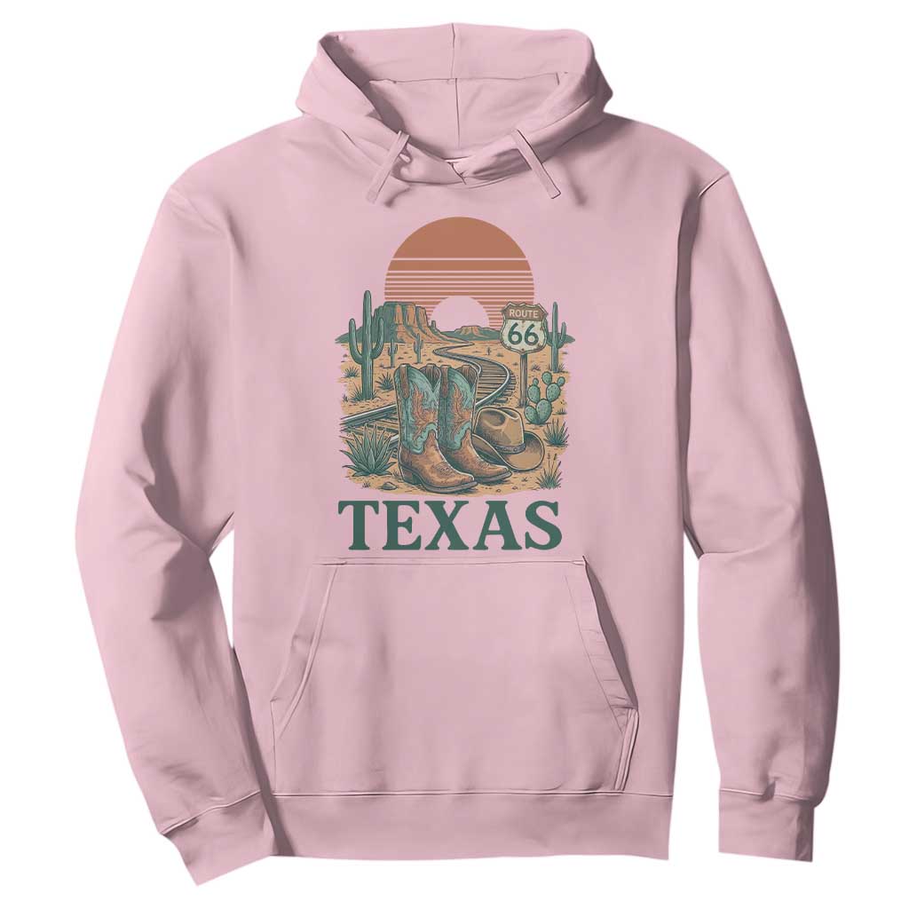 Vintage Route Highway 66 Texas Hoodie Amarillo Road Trip Adventure TS12 Light Pink Print Your Wear