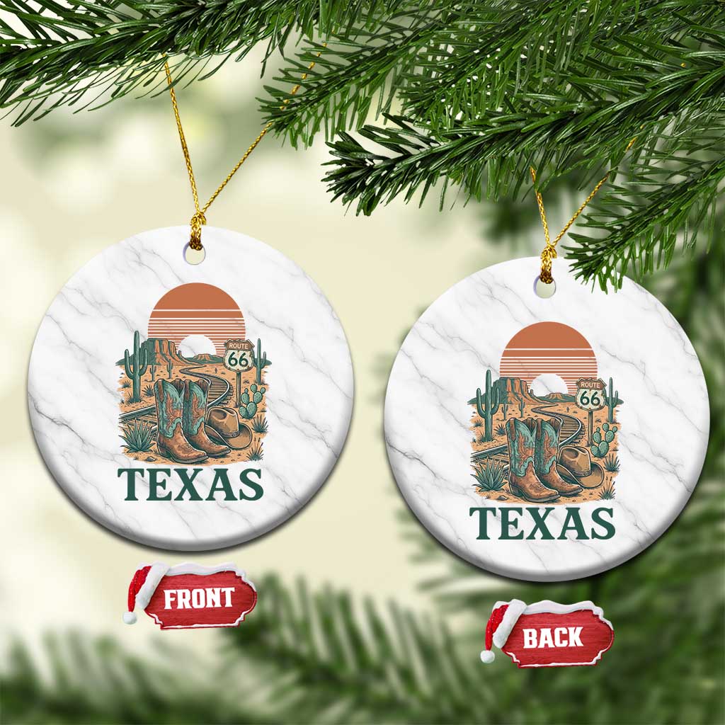 Vintage Route Highway 66 Texas Ceramic Ornament Amarillo Road Trip Adventure TS12 1pc White Marble Print Your Wear