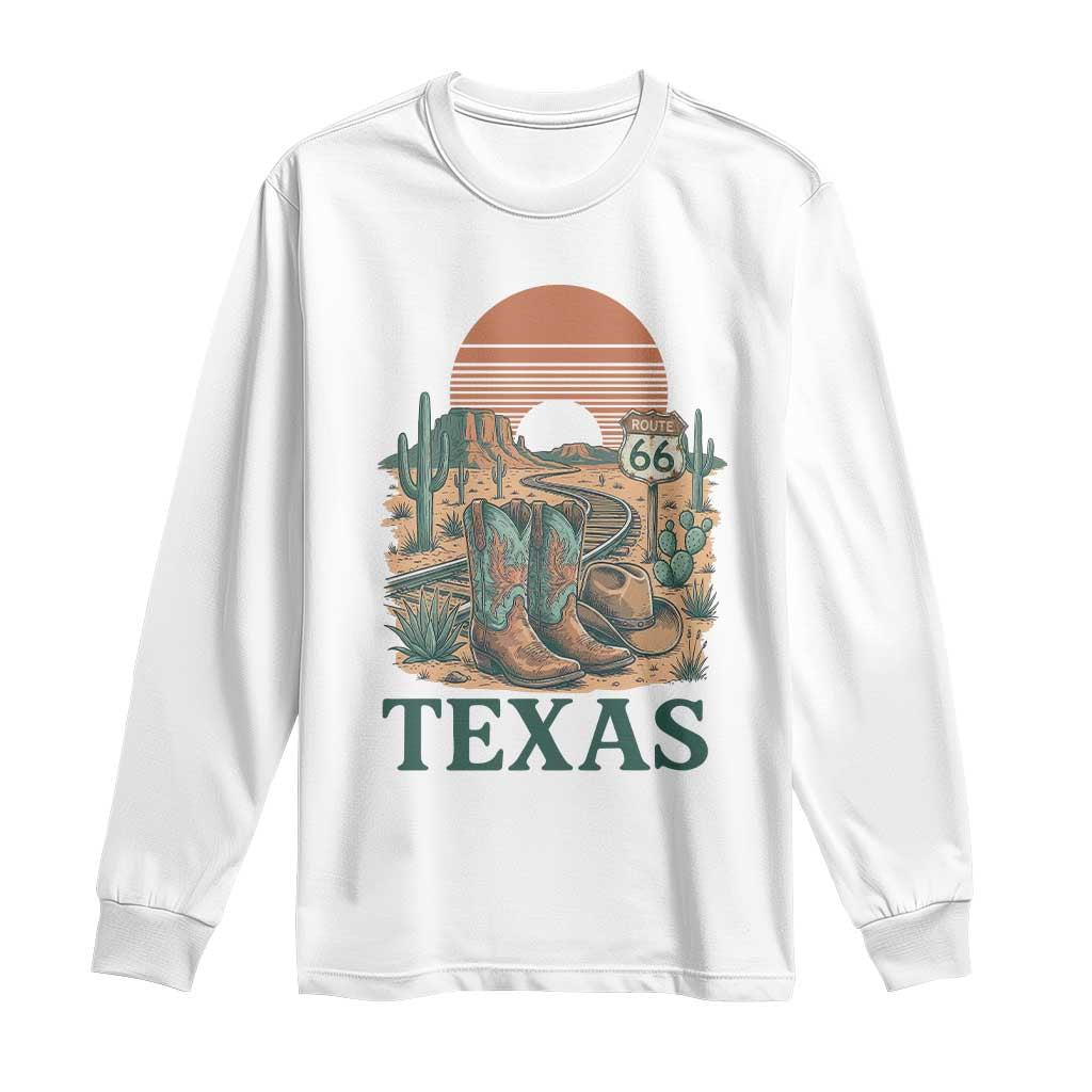 Vintage Route Highway 66 Texas Long Sleeve Shirt Amarillo Road Trip Adventure TS12 White Print Your Wear