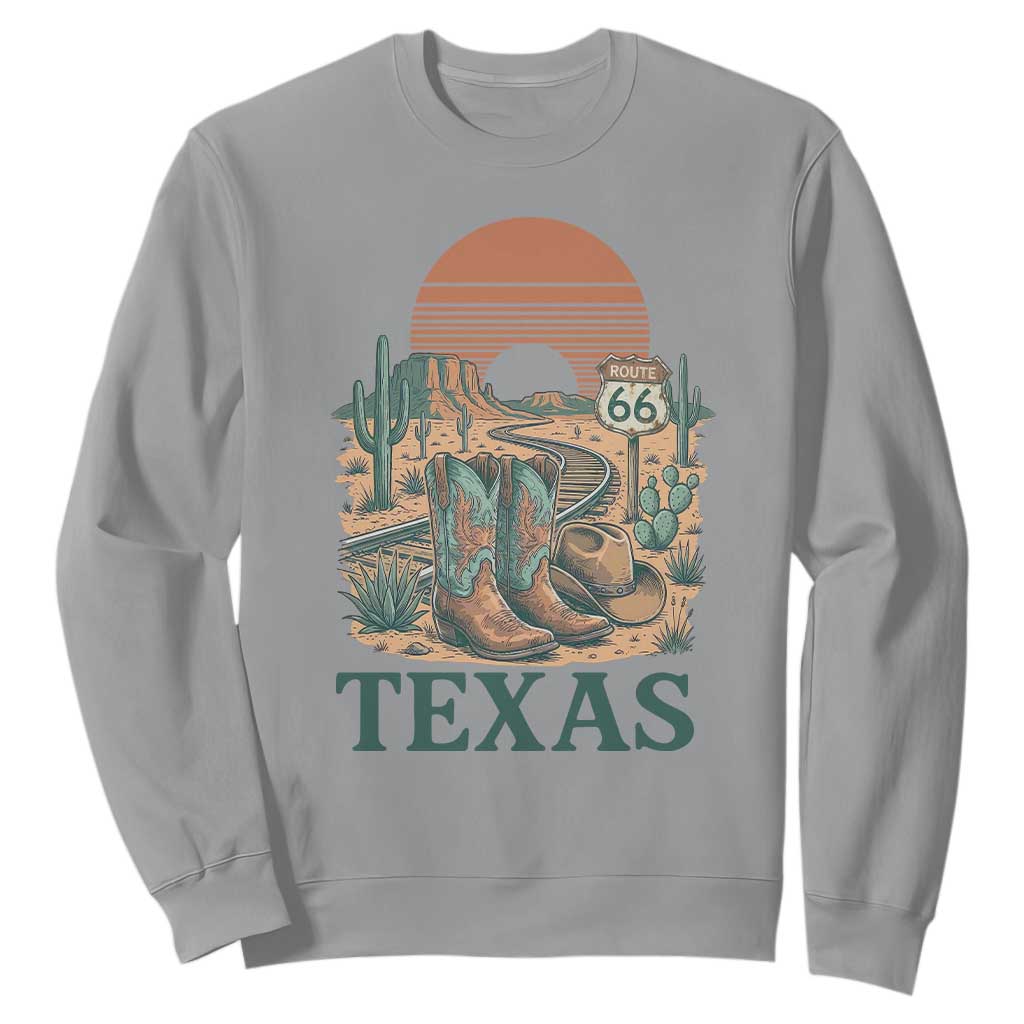 Vintage Route Highway 66 Texas Sweatshirt Amarillo Road Trip Adventure TS12 Sport Gray Print Your Wear