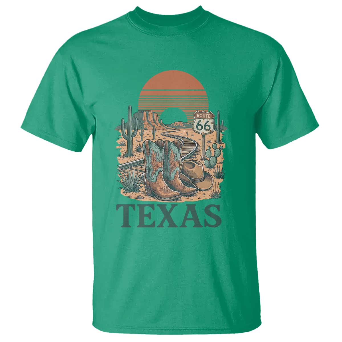 Vintage Route Highway 66 Texas T Shirt Amarillo Road Trip Adventure TS12 Irish Green Print Your Wear