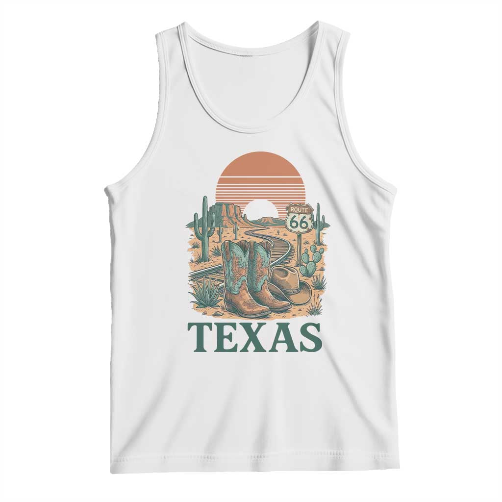 Vintage Route Highway 66 Texas Tank Top Amarillo Road Trip Adventure TS12 White Print Your Wear
