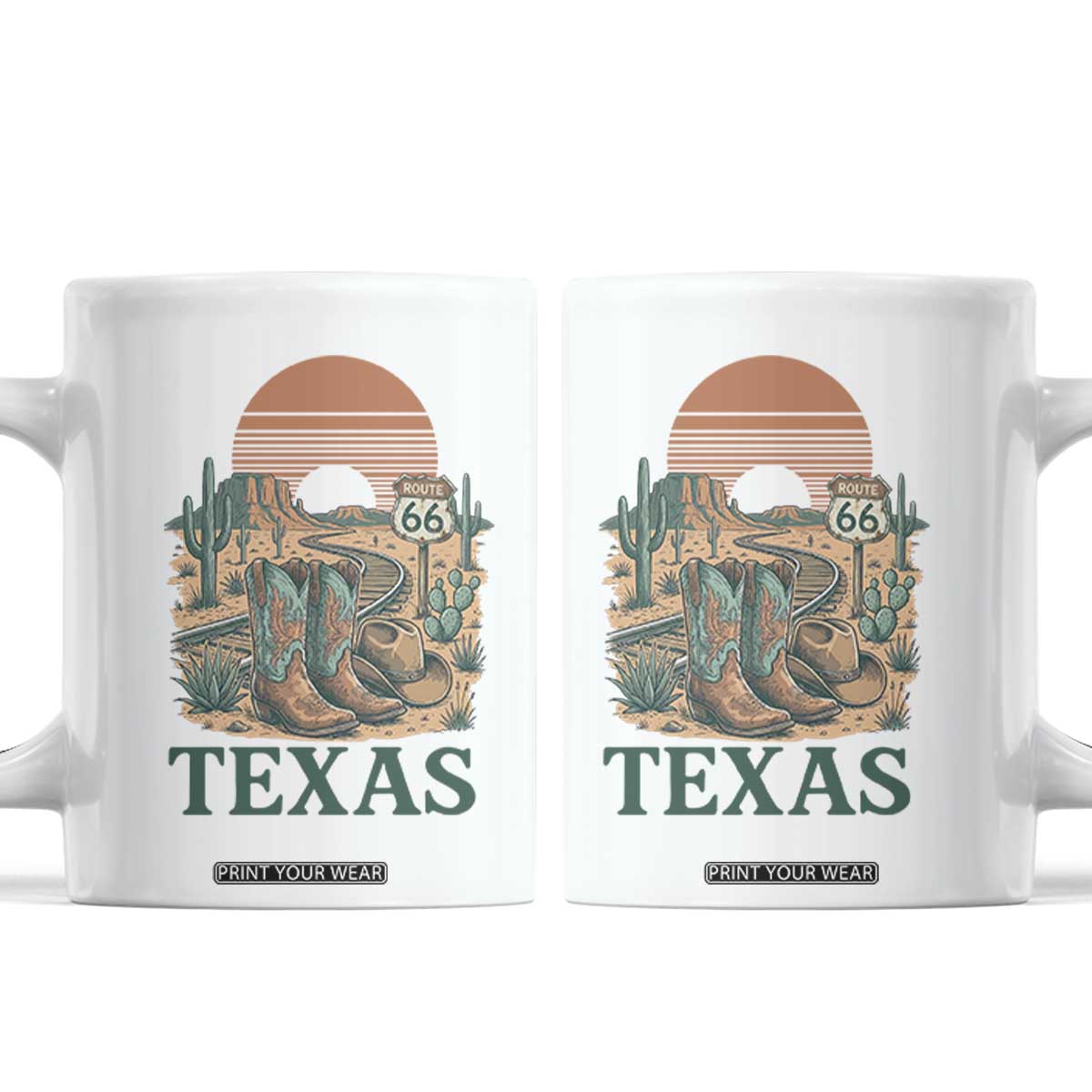 Vintage Route Highway 66 Texas Coffee Mug Amarillo Road Trip Adventure TS12 White Print Your Wear
