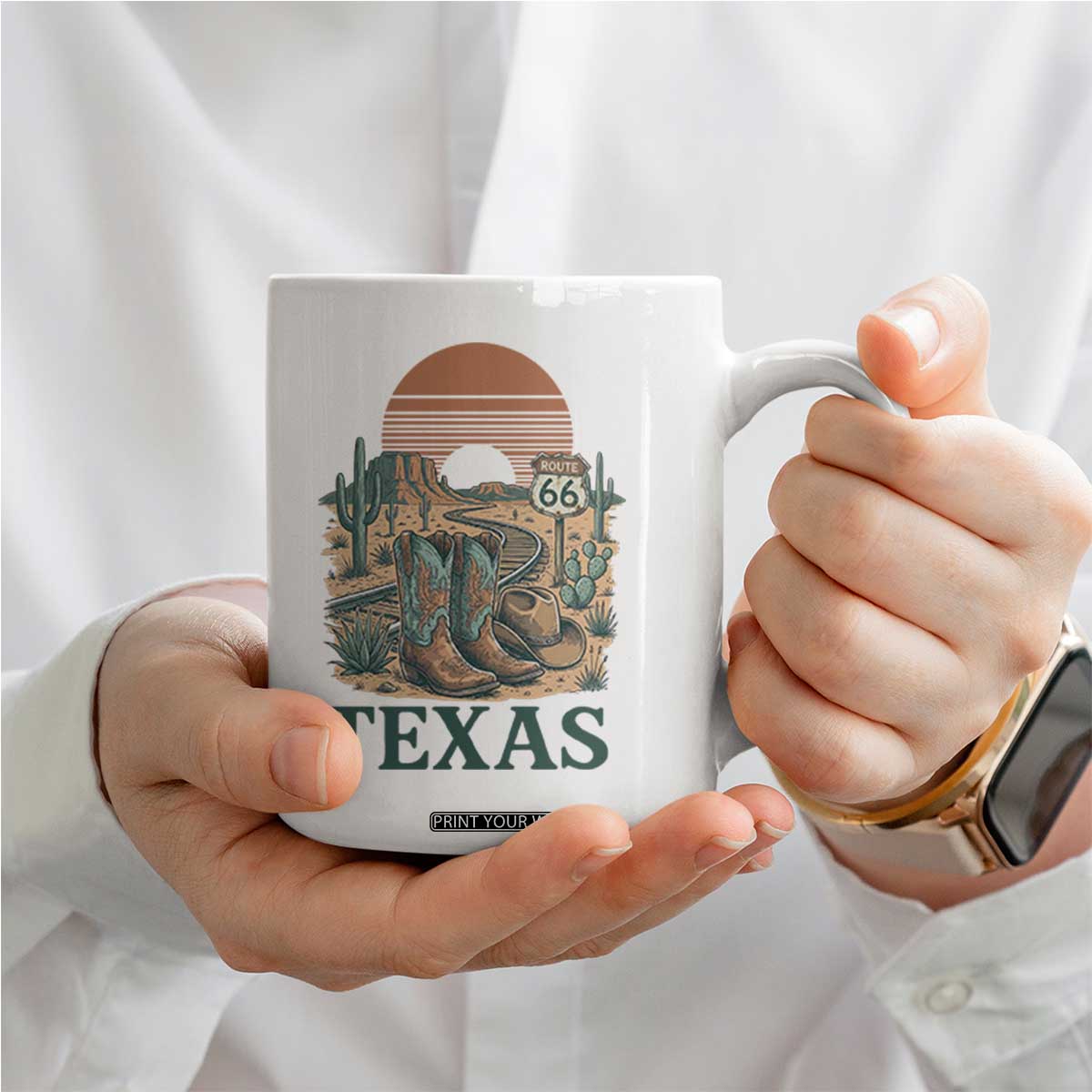 Vintage Route Highway 66 Texas Coffee Mug Amarillo Road Trip Adventure TS12 Print Your Wear