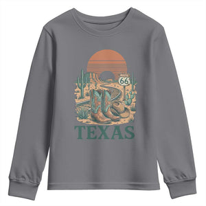 Vintage Route Highway 66 Texas Youth Sweatshirt Amarillo Road Trip Adventure TS12 Charcoal Print Your Wear