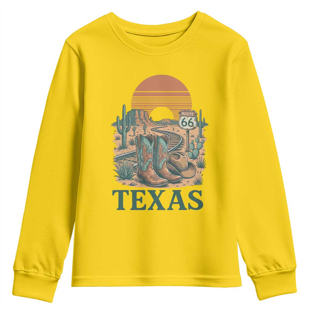 Vintage Route Highway 66 Texas Youth Sweatshirt Amarillo Road Trip Adventure TS12 Daisy Print Your Wear