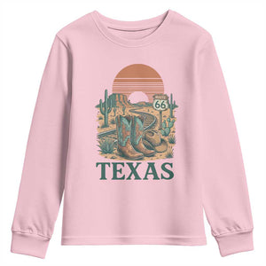 Vintage Route Highway 66 Texas Youth Sweatshirt Amarillo Road Trip Adventure TS12 Light Pink Print Your Wear