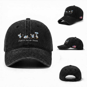 Funny Just A Soccer Goose Washed Cotton Baseball Cap Argentina Soccer Lover TS12 Washed Cap Universal Fit Black Print Your Wear
