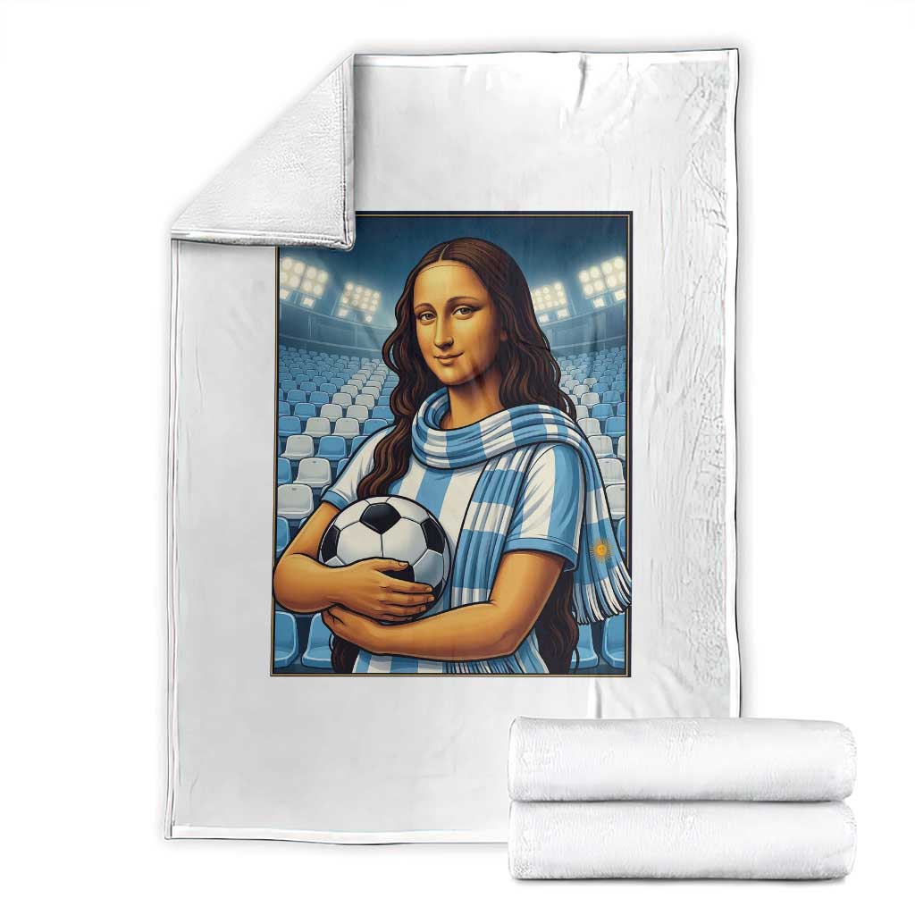 Funny Argentina Soccer Mona Lisa Throw Blanket Football Fan Pride Graphic TS12 White Print Your Wear
