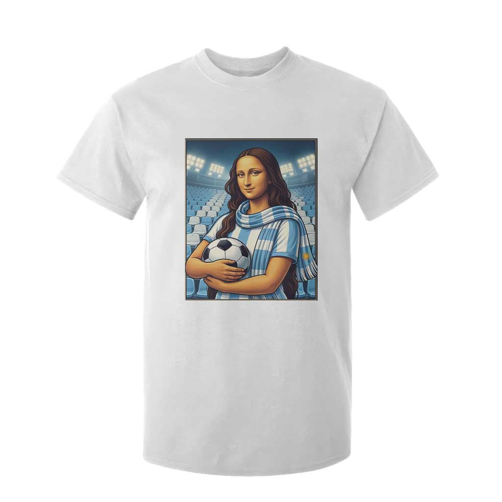Funny Argentina Soccer Mona Lisa T Shirt For Kid Football Fan Pride Graphic TS12 White Print Your Wear
