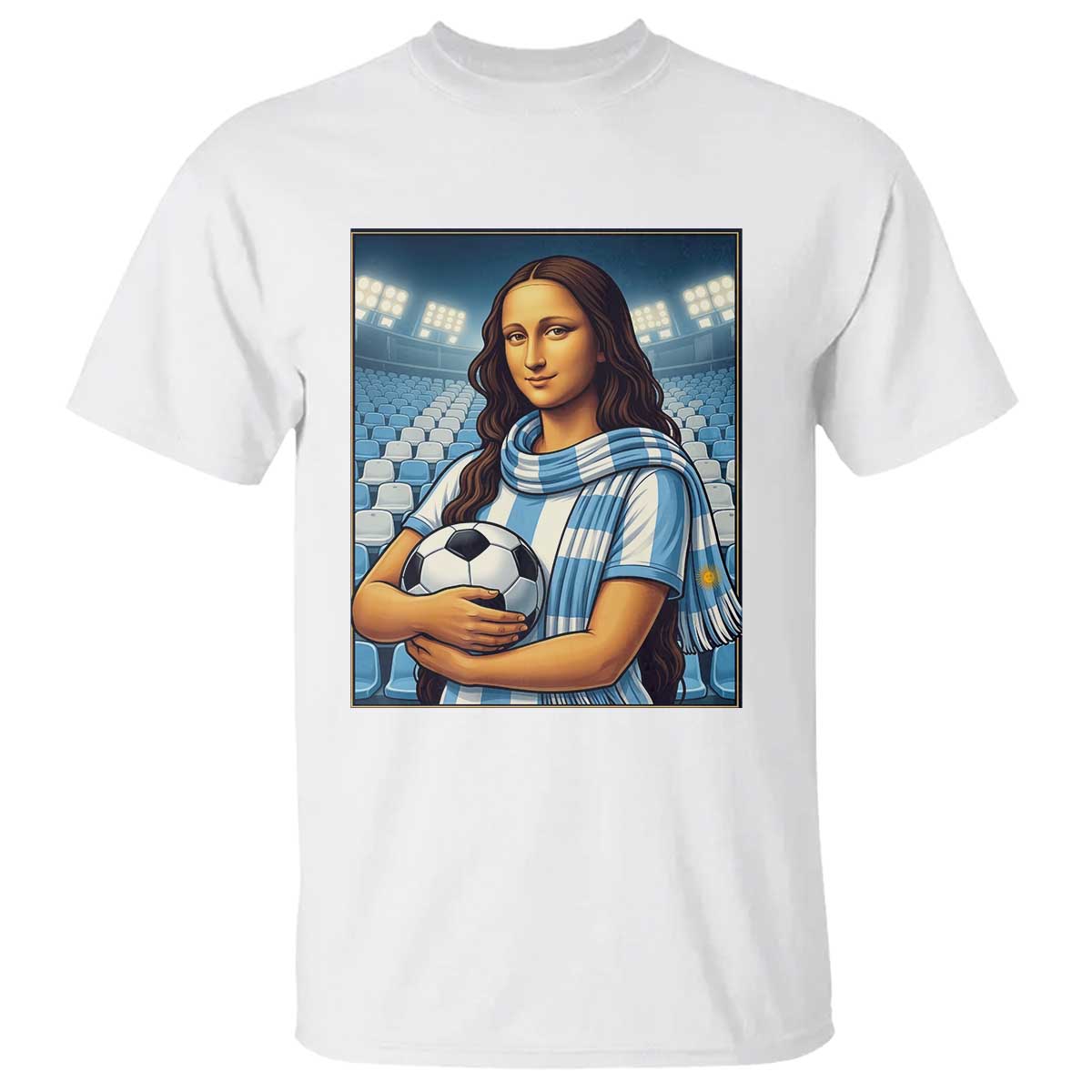 Funny Argentina Soccer Mona Lisa T Shirt Football Fan Pride Graphic TS12 White Print Your Wear