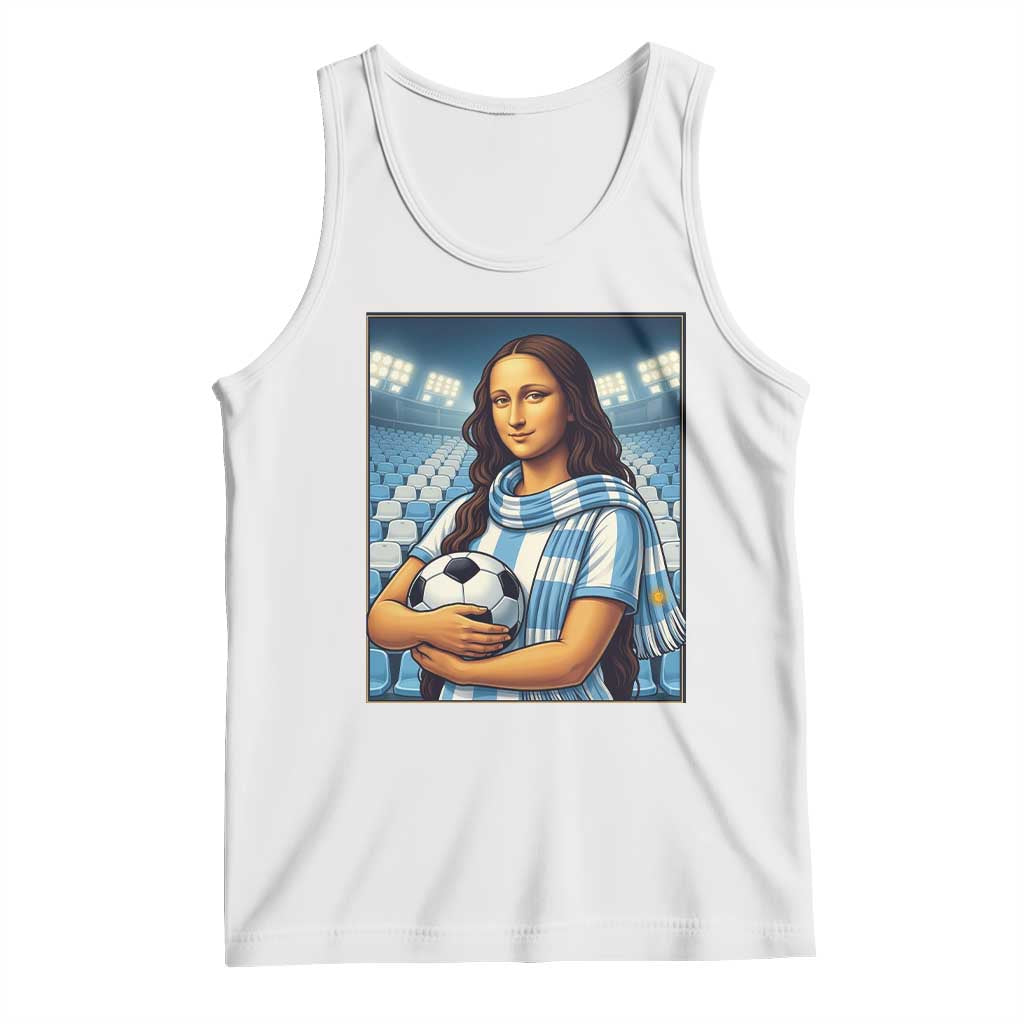 Funny Argentina Soccer Mona Lisa Tank Top Football Fan Pride Graphic TS12 White Print Your Wear