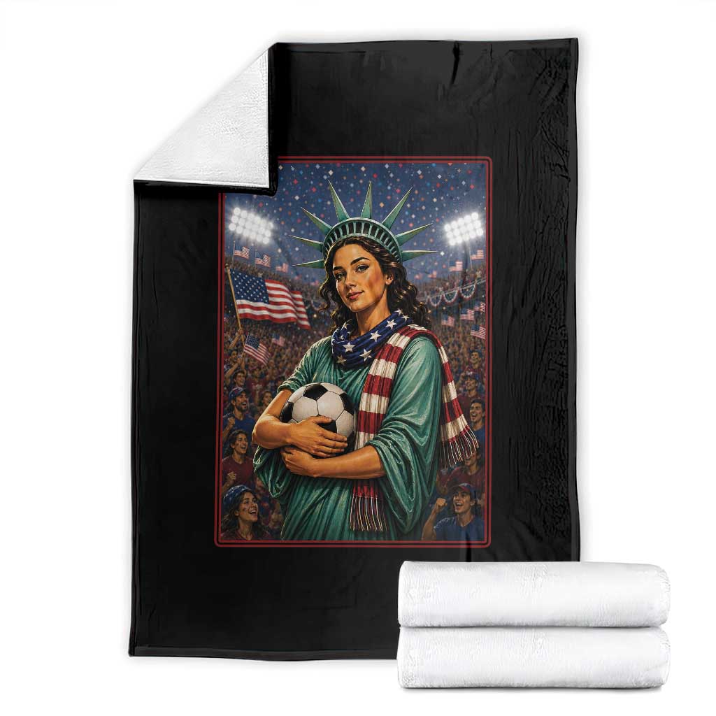 Funny Statue Of Liberty Soccer Gift Throw Blanket USA Football Pride TS12 Black Print Your Wear