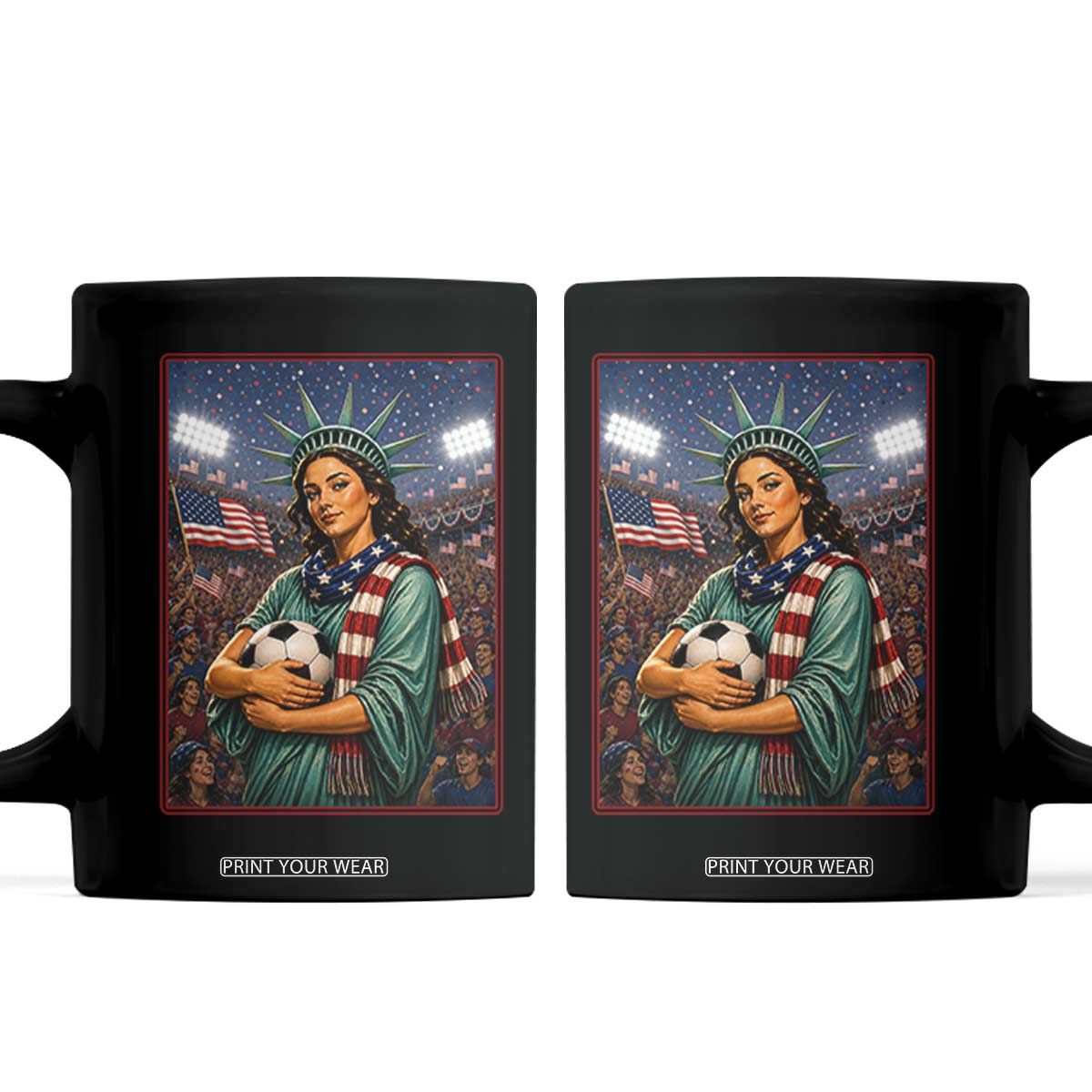 Funny Statue Of Liberty Soccer Gift Coffee Mug USA Football Pride TS12 Black Print Your Wear