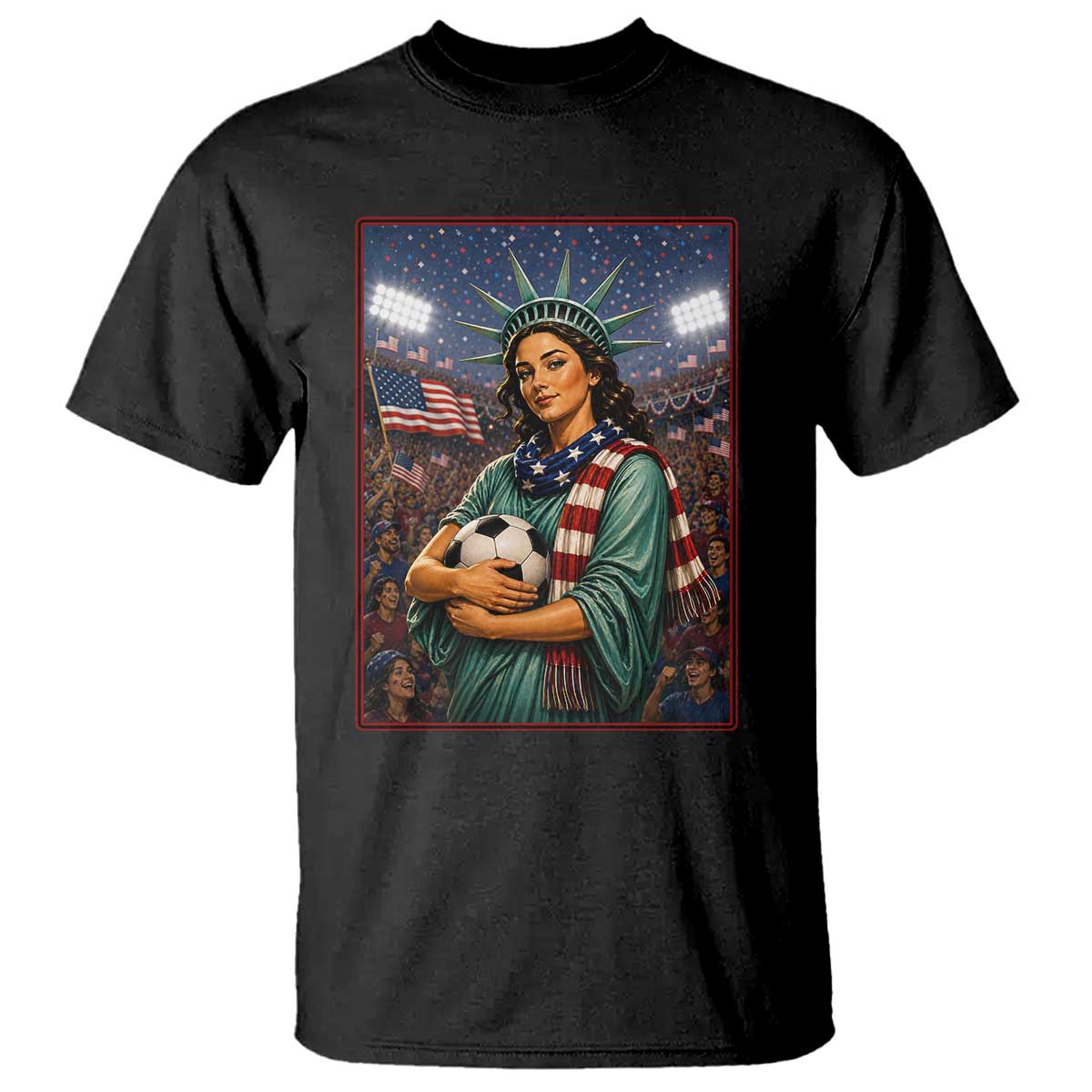 Funny Statue Of Liberty Soccer Gift T Shirt USA Football Pride TS12 Black Print Your Wear