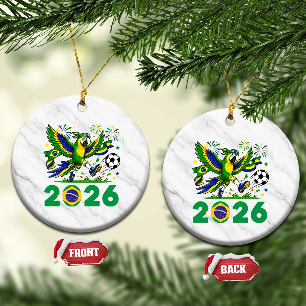Funny Brazil Soccer Macaw Ceramic Ornament 2026 Football Fan Graphic TS12 1pc White Marble Print Your Wear