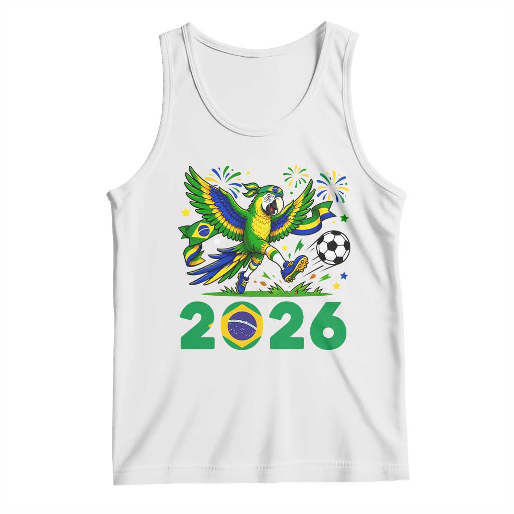 Funny Brazil Soccer Macaw Tank Top 2026 Football Fan Graphic TS12 White Print Your Wear