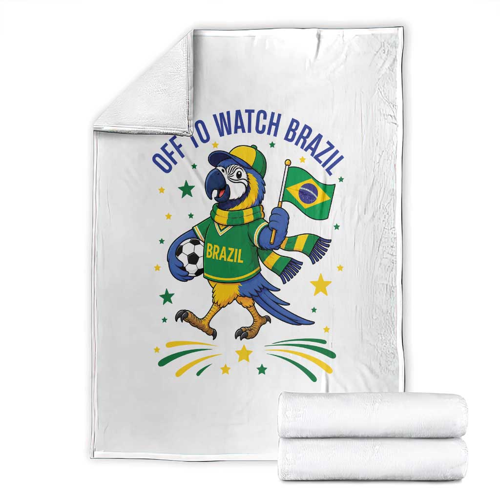 Off To Watch Brazil Throw Blanket Funny Tropical Bird Soccer Fan TS12 White Print Your Wear