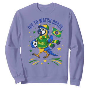 Off To Watch Brazil Sweatshirt Funny Tropical Bird Soccer Fan TS12 Violet Print Your Wear