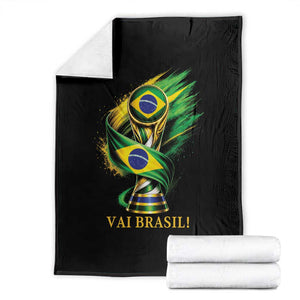 Brazil Soccer Fan 2026 Gift Throw Blanket Vai Brasil TS12 Black Print Your Wear