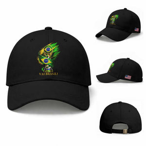 Brazil Soccer Fan 2026 Gift Baseball Cap Vai Brasil TS12 Baseball Cap Universal Fit Black Print Your Wear