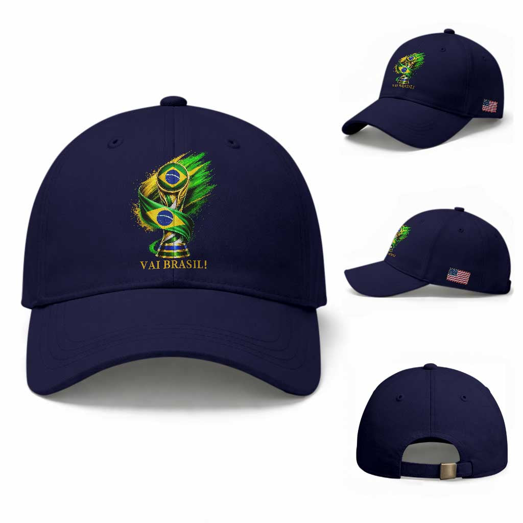 Brazil Soccer Fan 2026 Gift Baseball Cap Vai Brasil TS12 Baseball Cap Universal Fit Dark Blue Print Your Wear