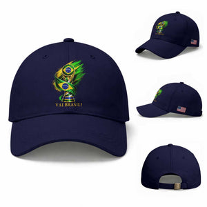 Brazil Soccer Fan 2026 Gift Baseball Cap Vai Brasil TS12 Baseball Cap Universal Fit Dark Blue Print Your Wear