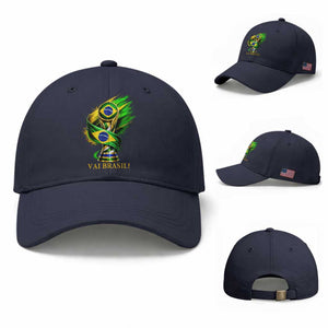Brazil Soccer Fan 2026 Gift Baseball Cap Vai Brasil TS12 Baseball Cap Universal Fit Navy Print Your Wear